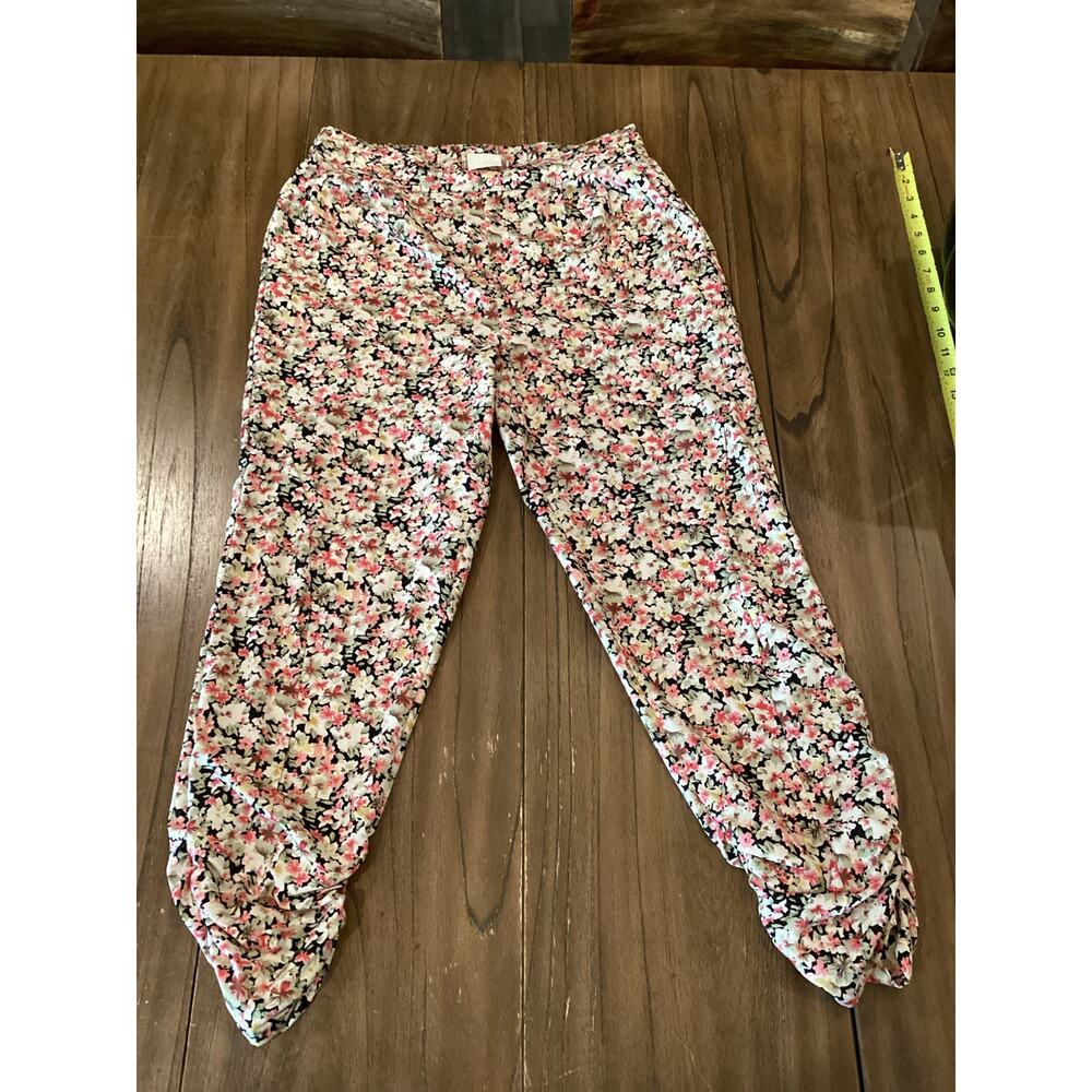 LA hearts floral ruched pants with pockets size large